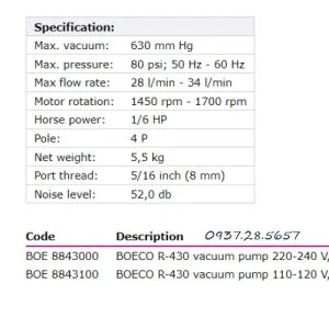 bơm chân không áp suất r-430