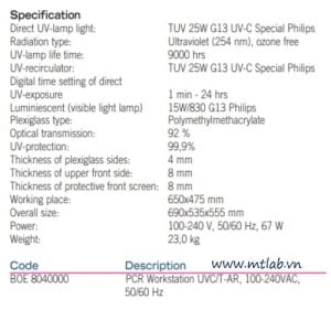 buồng thao tác PCR UVC/T-AR