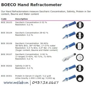 khúc xạ kế đo độ ngọt boe 30103
