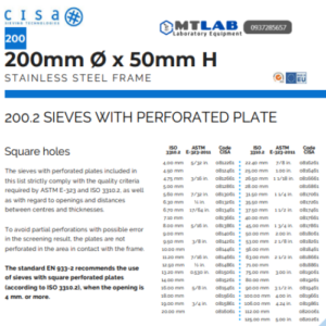 Sàng rây đường kính 200mm Cisa