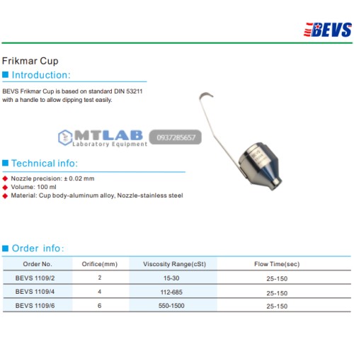 cốc đo độ nhớt din bevs1109