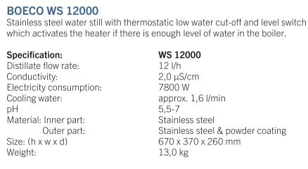 Máy cất nước 1 lần WS12000 BOE8712000