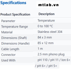 Đầu dò đo nhiệt độ PH5TEM01P Eutech